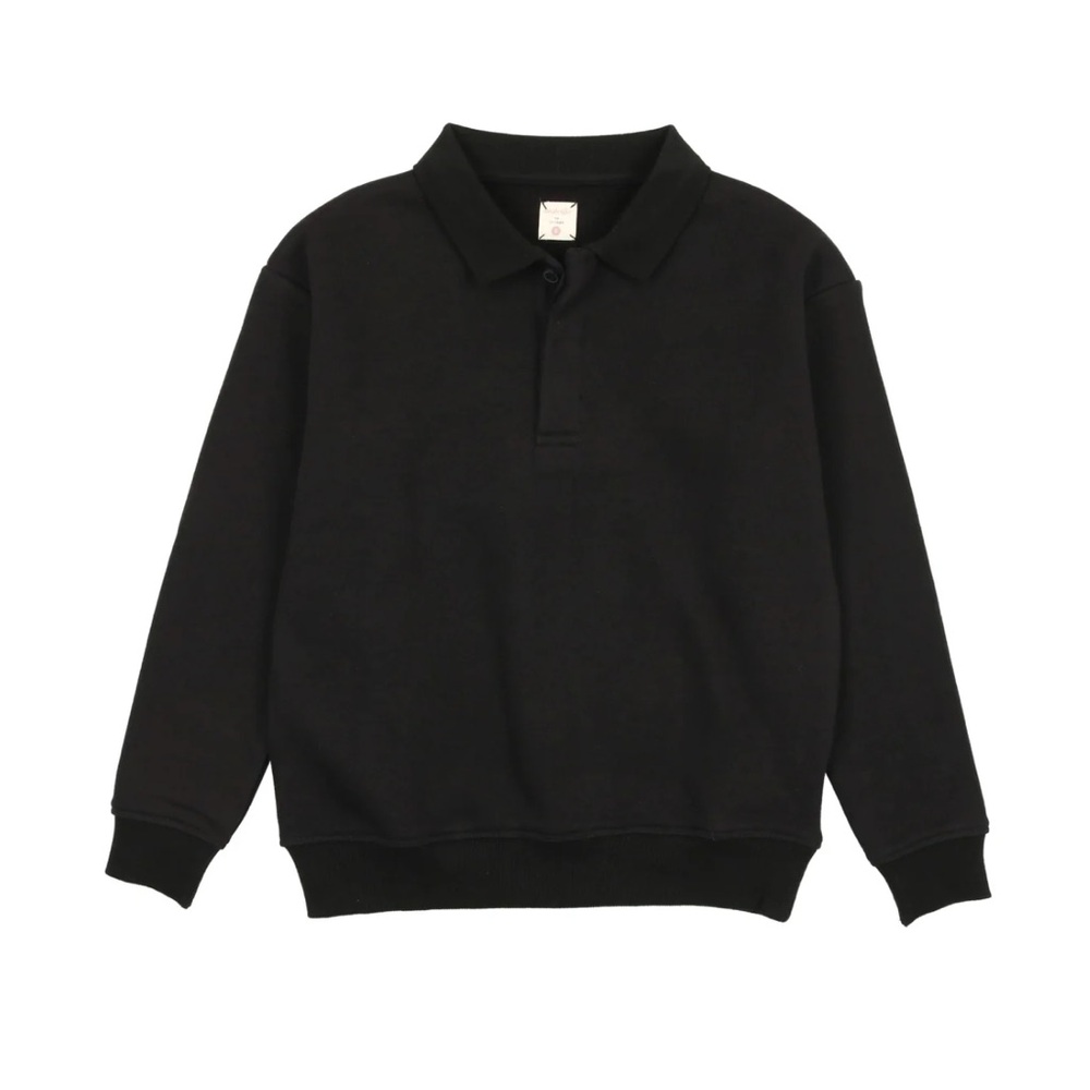 Lil Legs Black Sweatshirt Polo with Pockets - Size 7